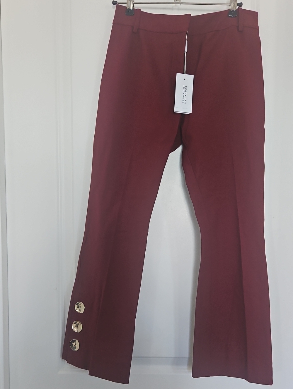 NWT. Derek Lam 10 Crosby Cropped Flare Pants With Button Detail